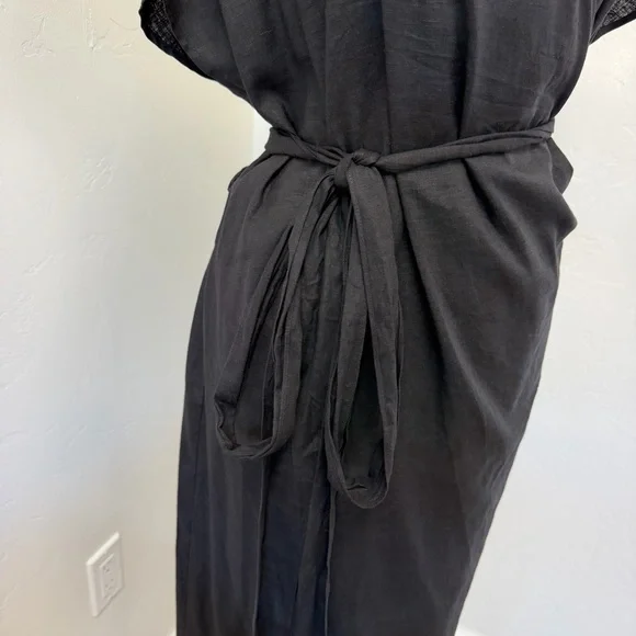 NWT Universal Standard Tulip Hem Linen Blend Black Wrap Dress Size 18-20 - Picture 5 of 13